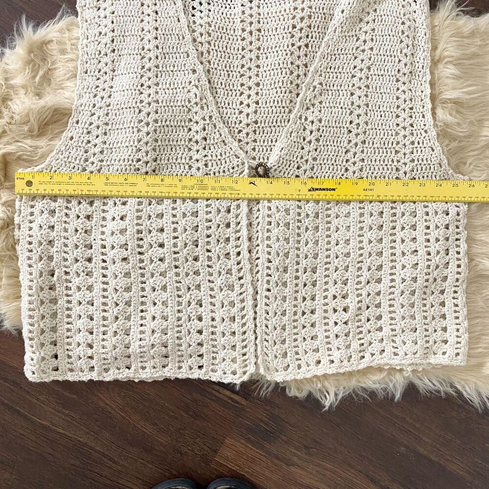 BOHO inspired Cream Crochet Openwork Knit Vest- may be hand made - Picture 8 of 16